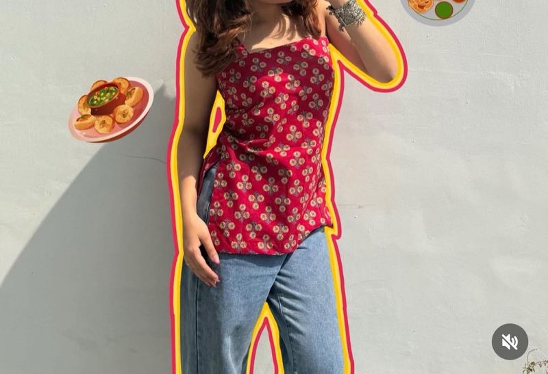 Women Strappy Short Kurti