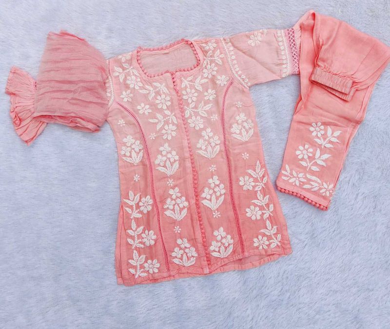 3d Chikenkari Girls Omber Dyed Sets.