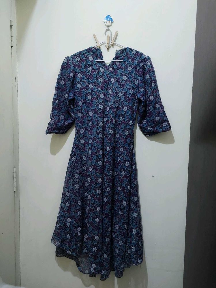 Floral Print Anarkali Kurta Pyjama Dupatta Set