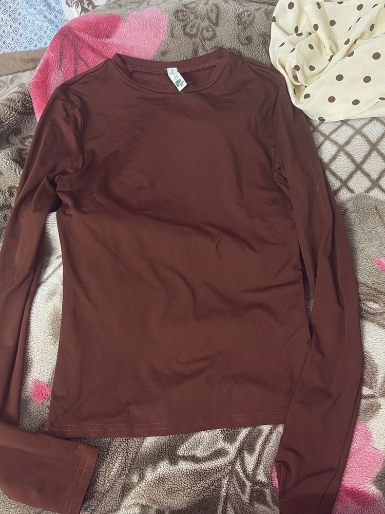 Brown Long Sleeve Top