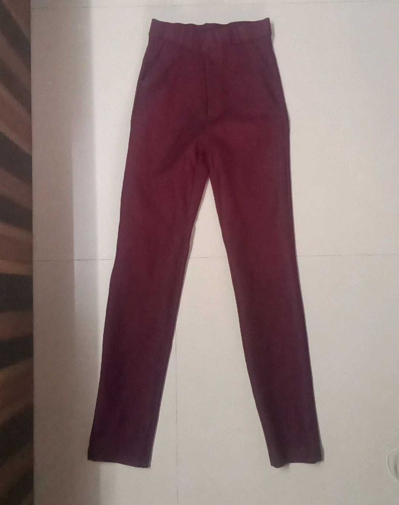 Maroon Casual Formal Pants