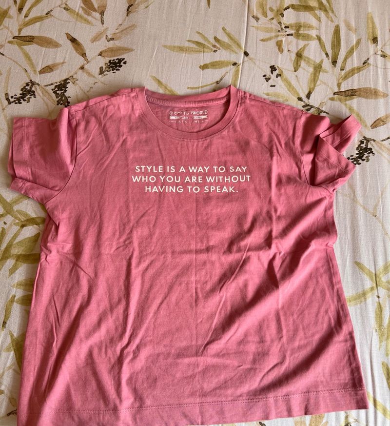 Cotton World Pink Tshirt M Size