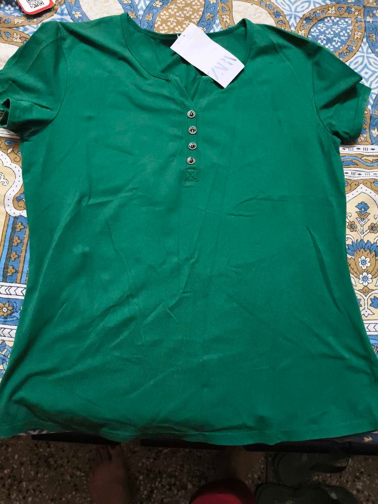 Cute Green Zara Top In L Size For Women