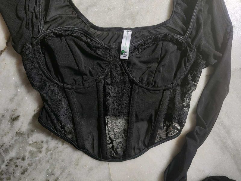 Black Lace Corset Top