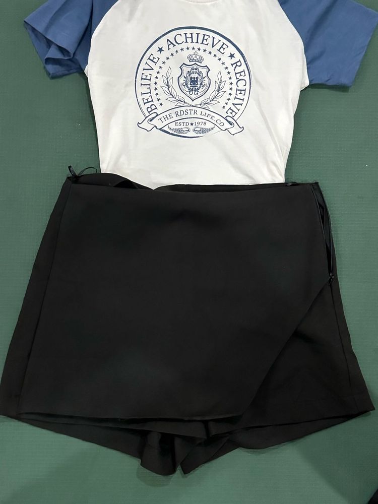 Black Skort with Wrap Detail