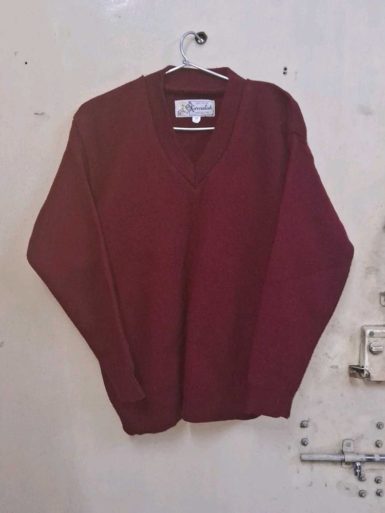 Burgundy V-Neck Sweater