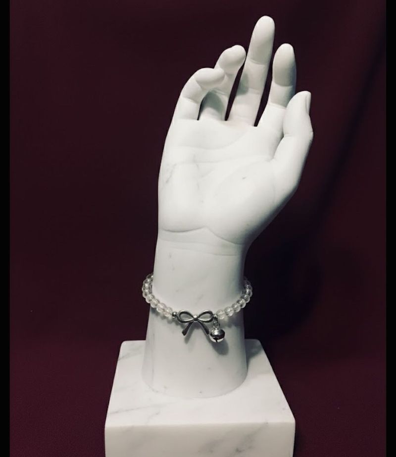 Crystal Bead Bracelet with Bow Charm