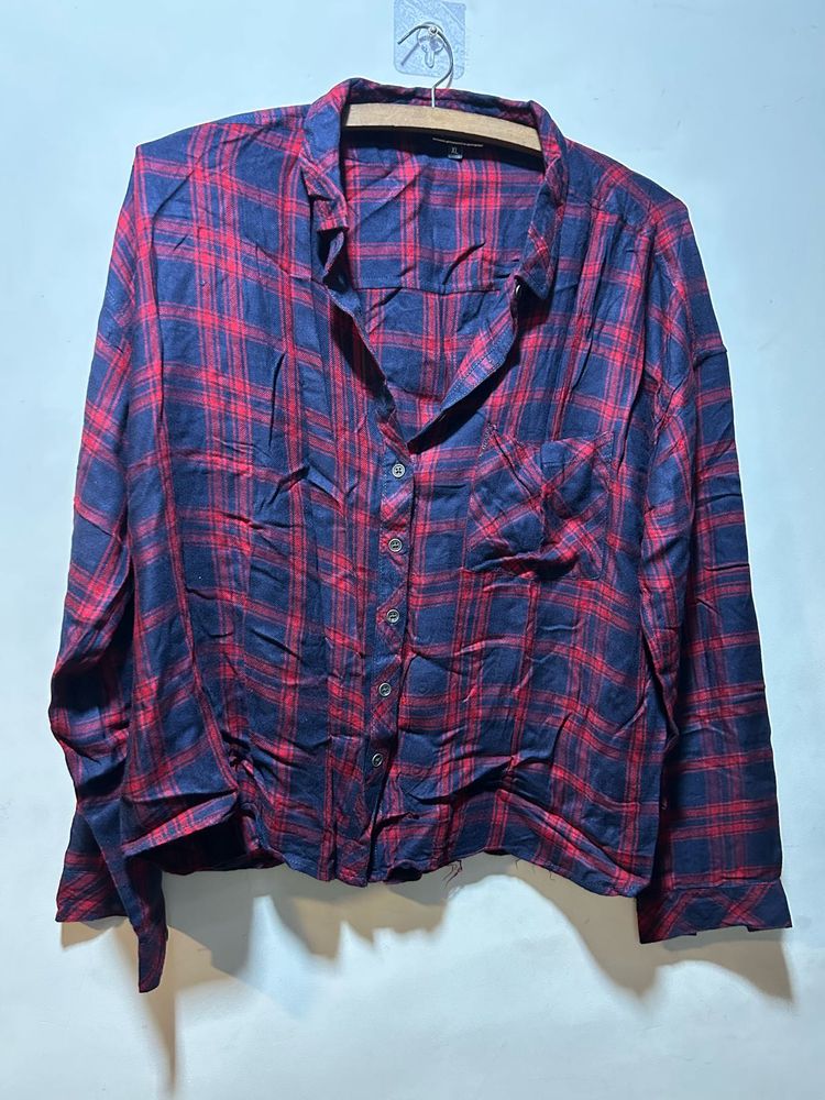 Red &amp; Navy Plaid Flannel