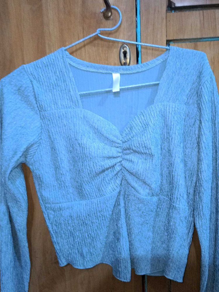 Blue Long Sleeve Top