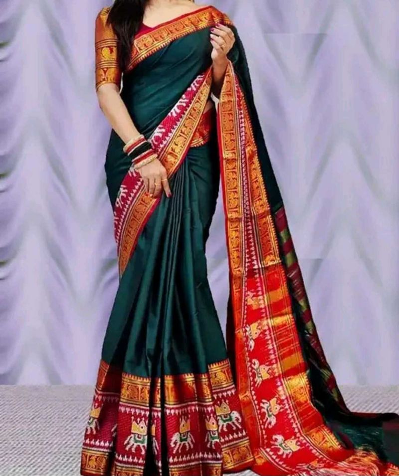 Elegant Green Silk Saree