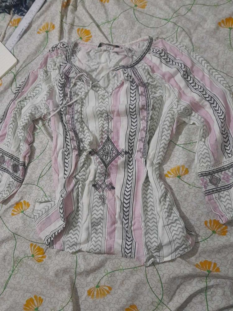Boho Embroidered Peasant Top