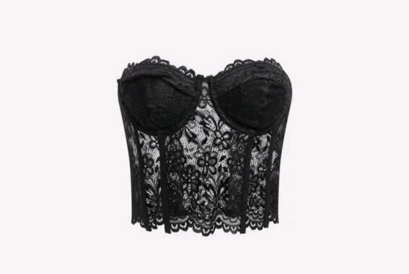 Black Lace Bustier Top