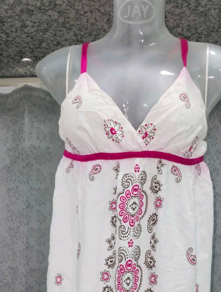 White Printed Sundress nightdress