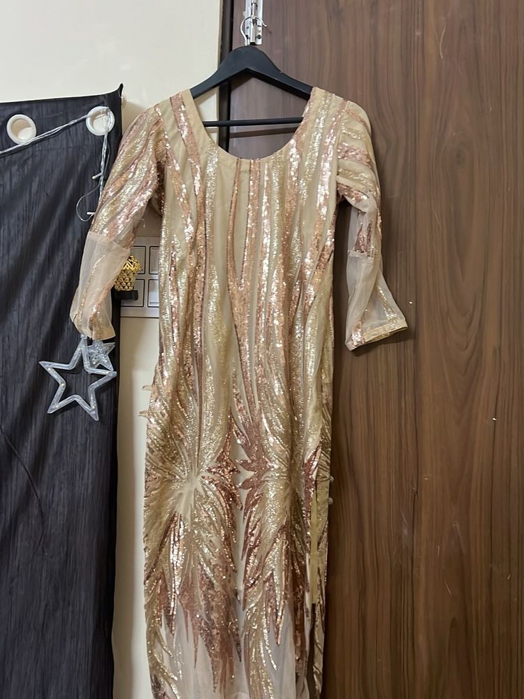Sparkling Gold Sequin Party Dress