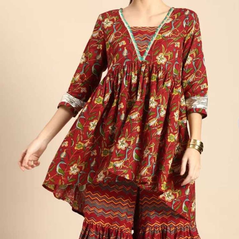 Anouk Pure Cotton Kurta Palazzo Set