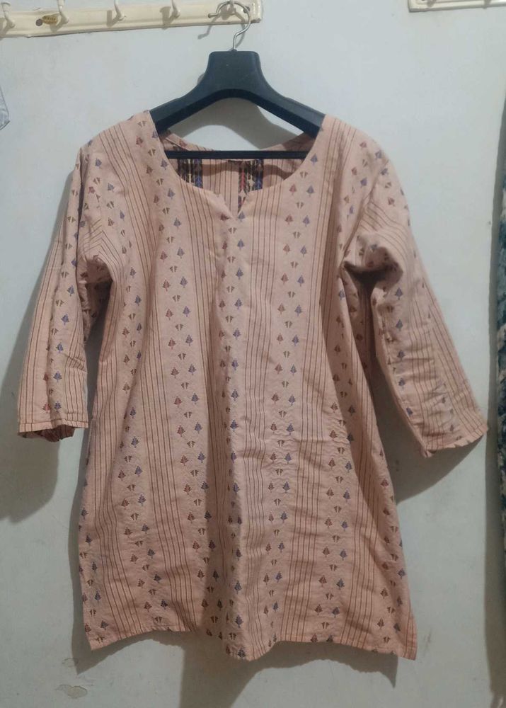 Peach Printed Kurta For Women