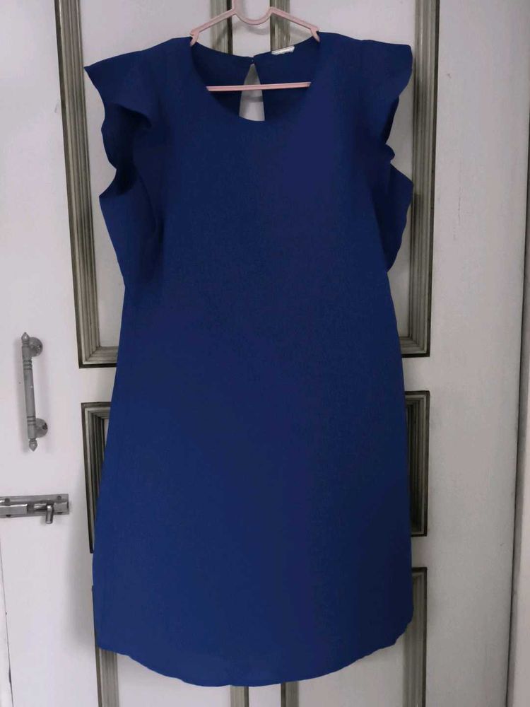 Blue Ruffle Sleeve Dress