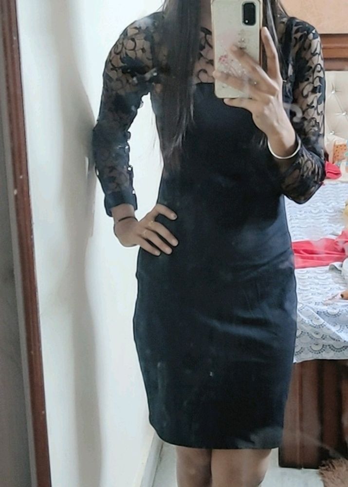 Lace Sleeve Little Black Dress