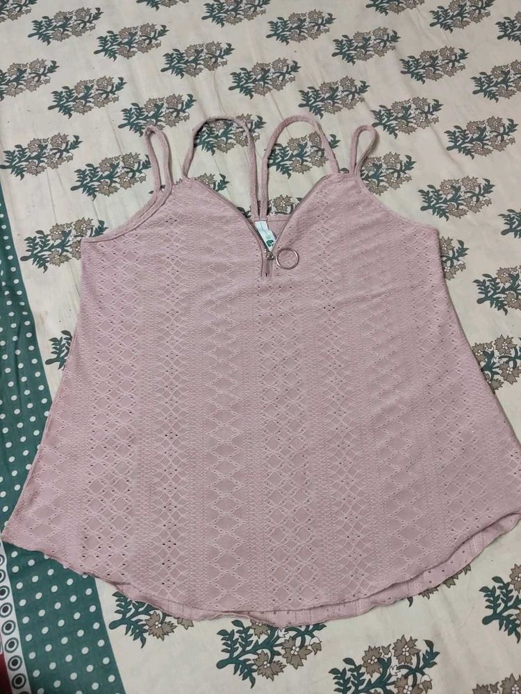 Pink Lace Cami Top