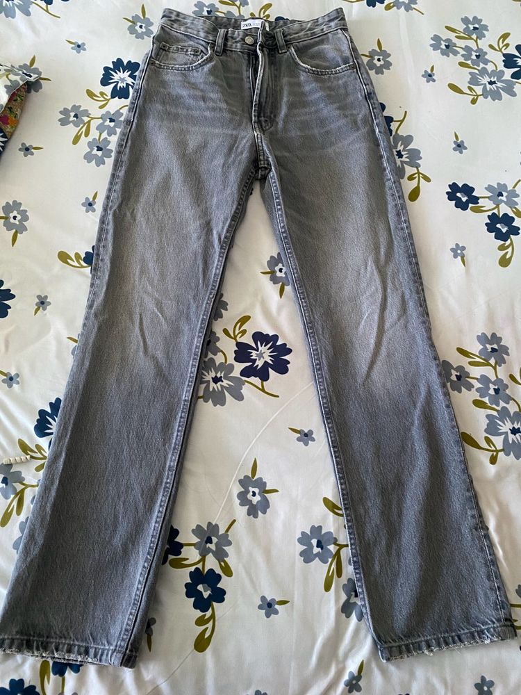 Gray Straight Leg Jeans