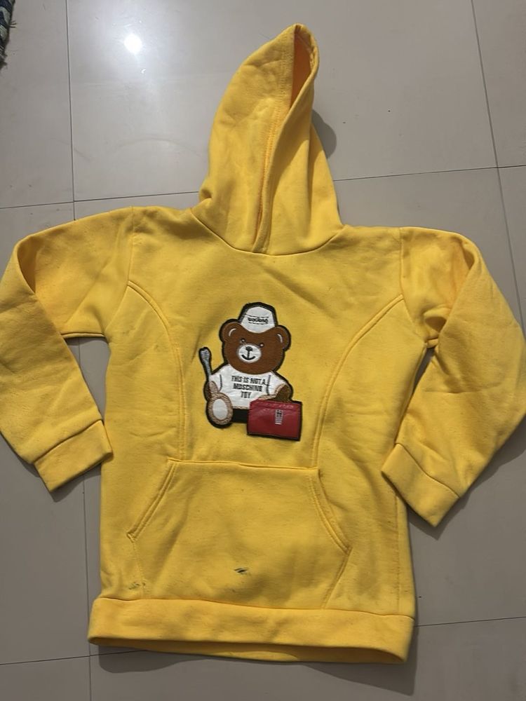 Yellow Graphic Bear Hoodie