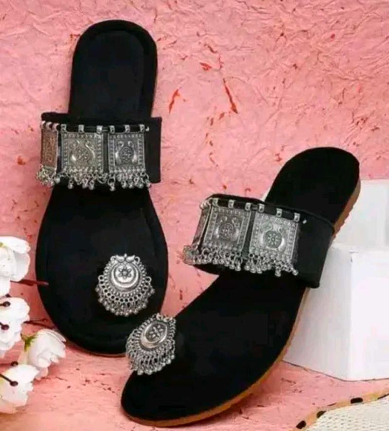 Ethnic Black Flats