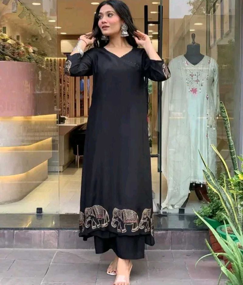 Elegant Black Kurti Pant Set
