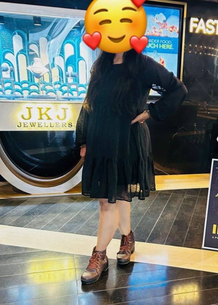 Black Swiss Dot Dress