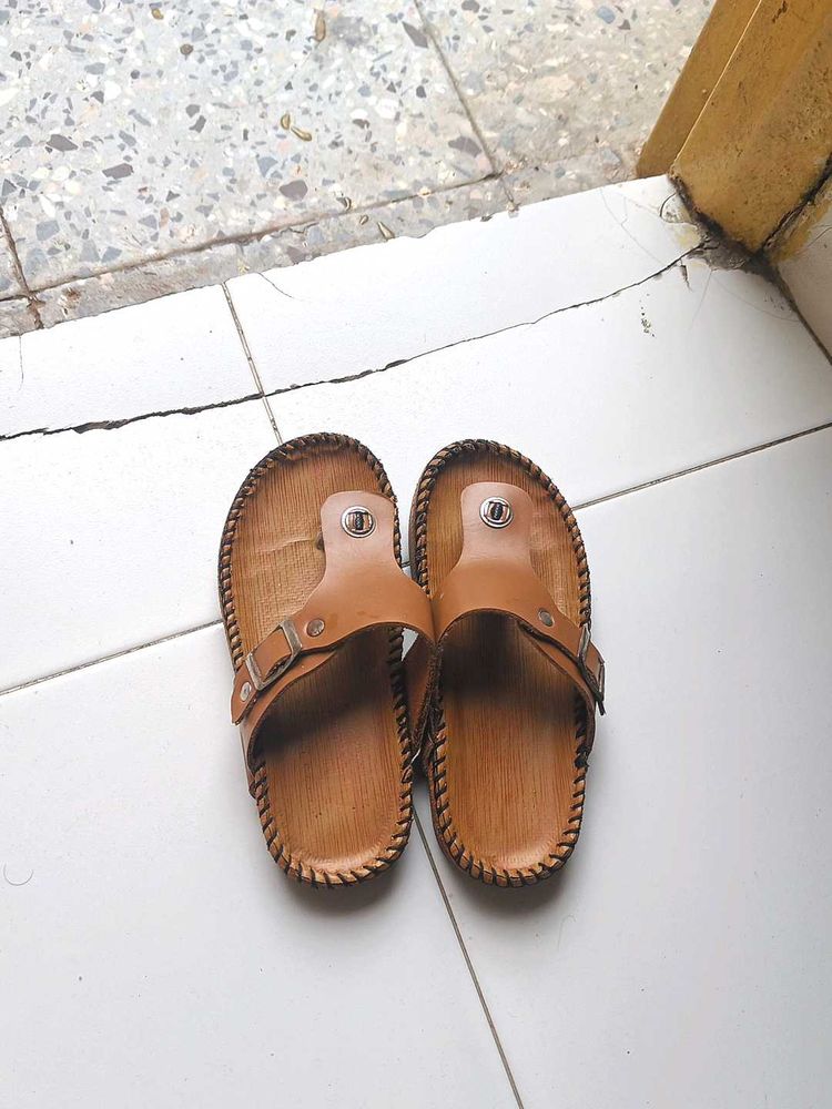 Brown Leather Chappals For 4-6 Years Boy