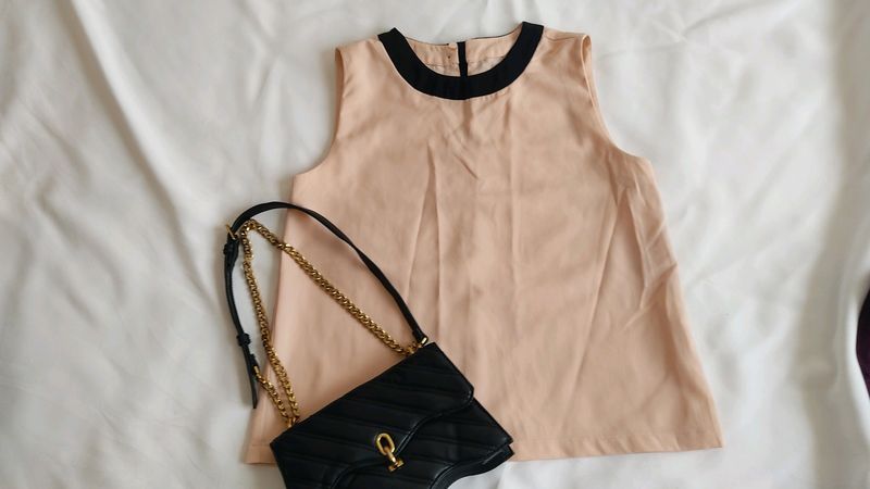 Chic Blush Tank with Black Trim