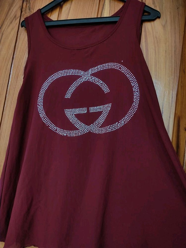 Casual Women&#39;s Maroon Coloured Top