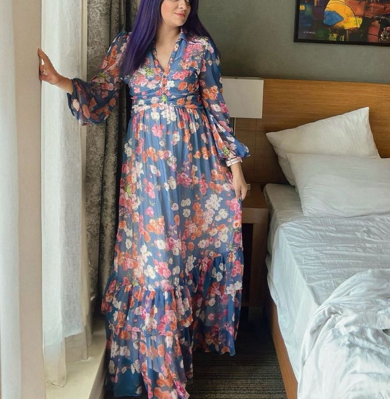 Timo Chiffon Maxi Dress - Blue Poppy