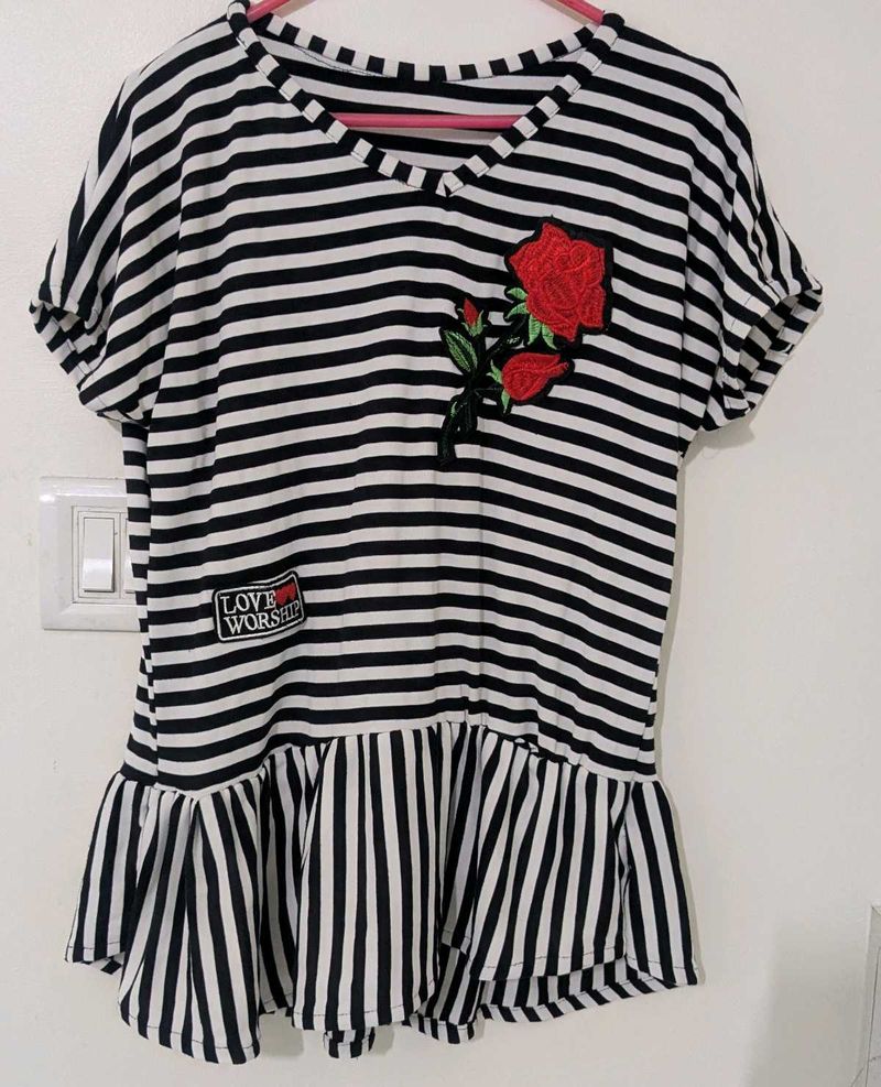Black And White Striped Top