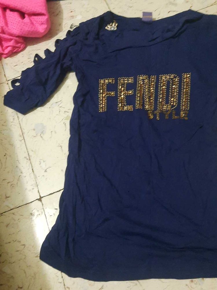 Fendi Style Navy Blue Top