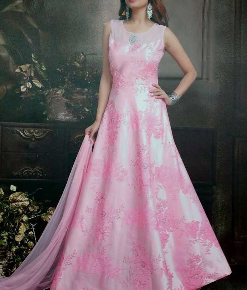 Pink Floral Ethnic Gown