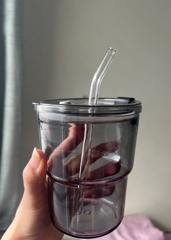 Glass Mug With Straw