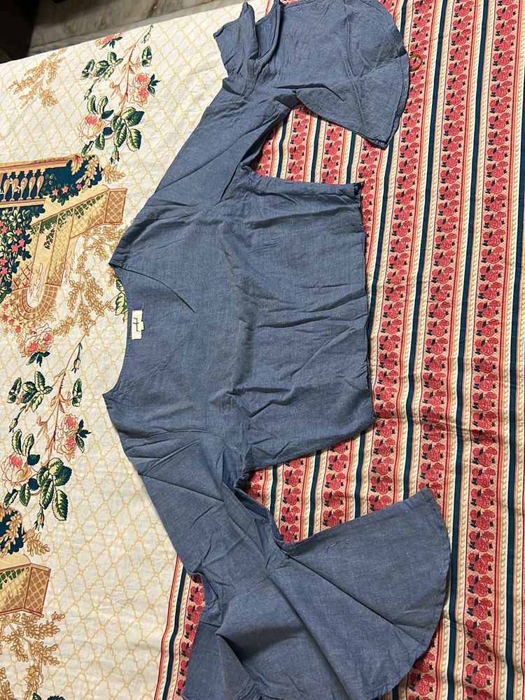 bell Sleeves Cotton Crop Top