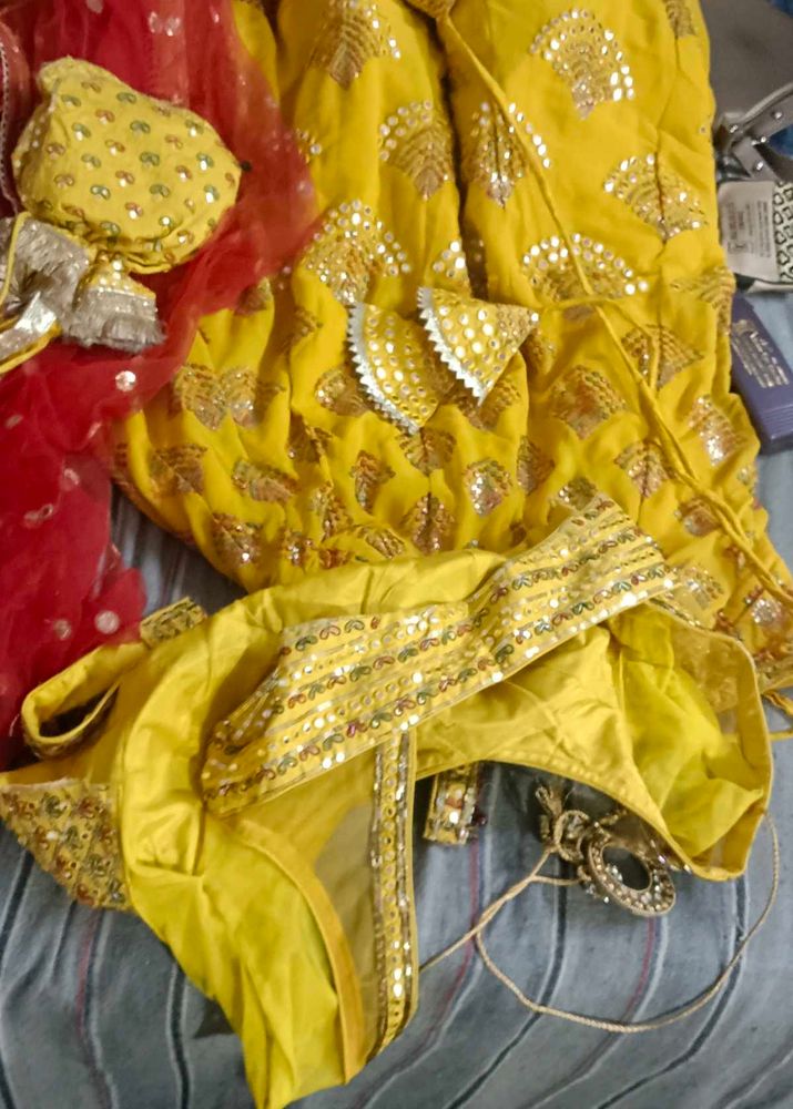 Yellow Embroidered Lehenga Choli Set