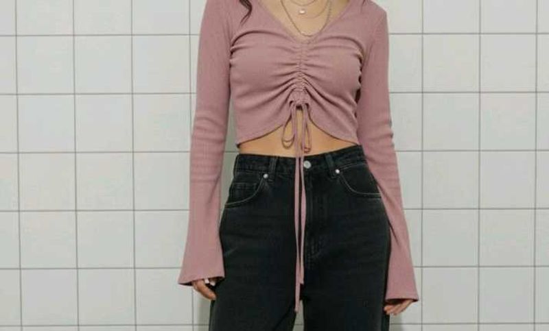Dusty Rose Ruched Crop Top