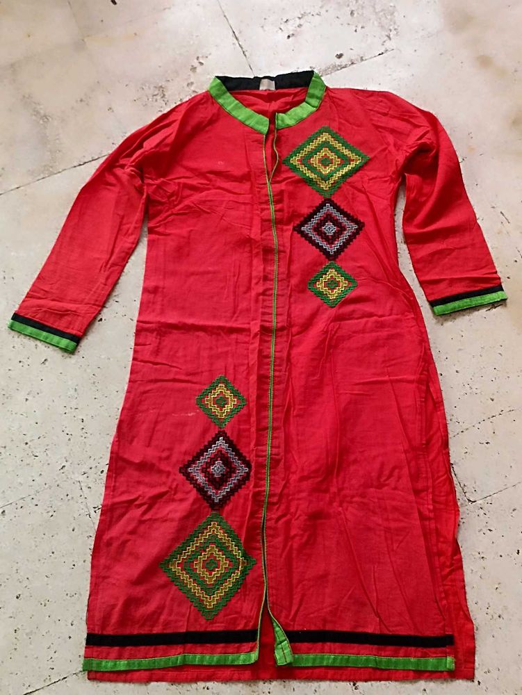 Red Embroidered Tunic