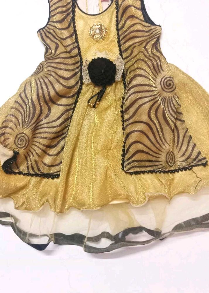 Girls&#39; Gold &amp; Black Party Dress