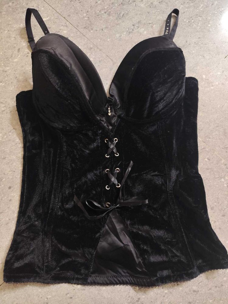 Black Velvet Gothic Bustier Corset
