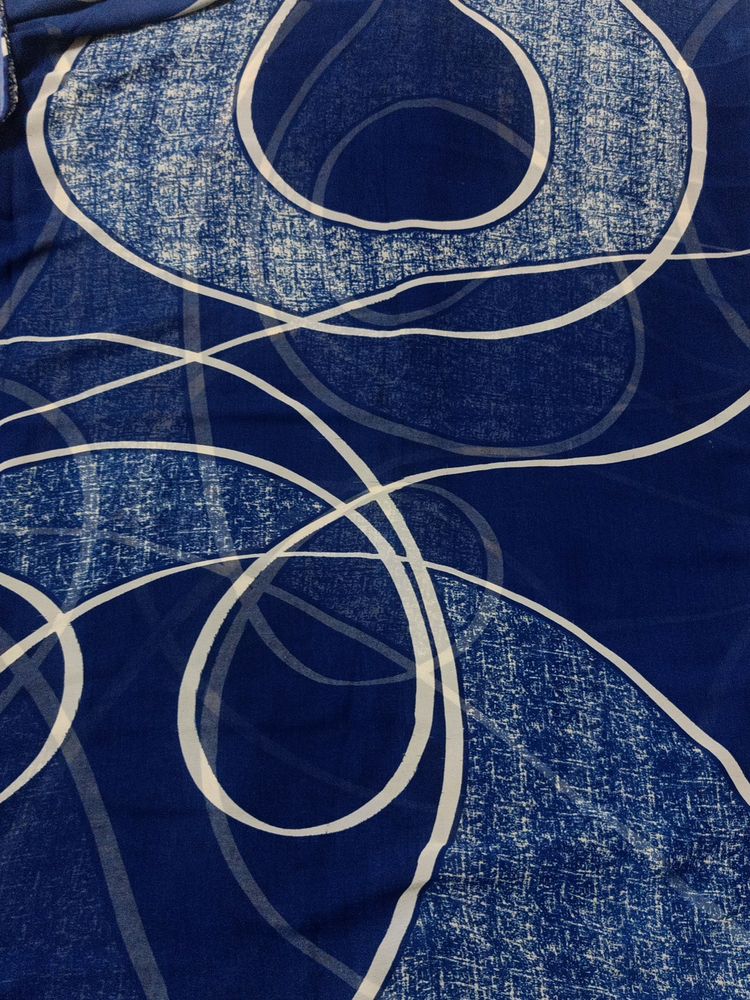 Navy Blue, Off White Saree