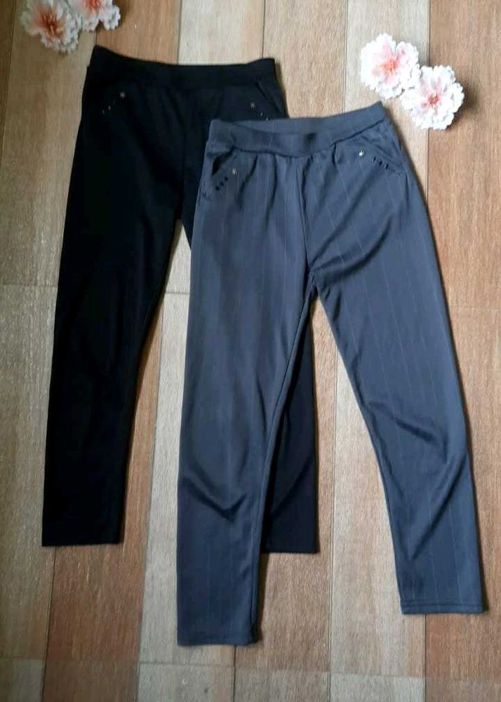 Dual-Tone Cropped Active Pants Set (Combo)