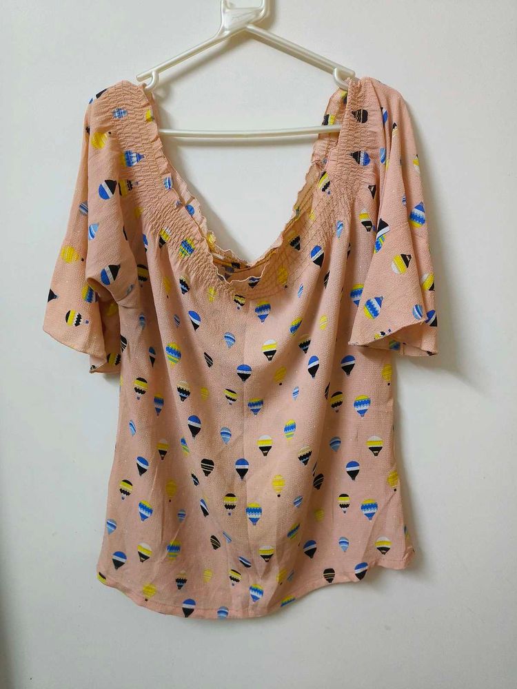 Peach Printed Top