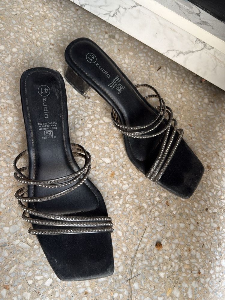 Black Embellished Flats