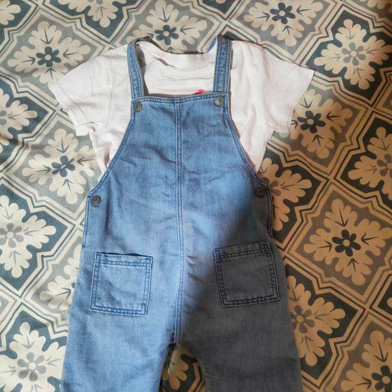 Cute Denim Overalls with Tee