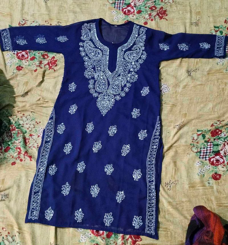 Elegant Blue Embroidered Kurti