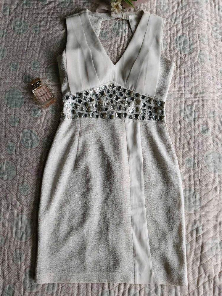 White Diomond Embellished Dress