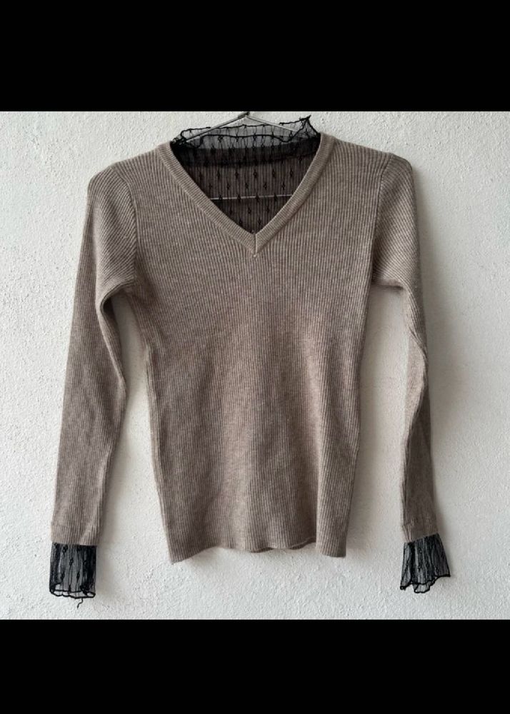 Black Mesh Detailing Top